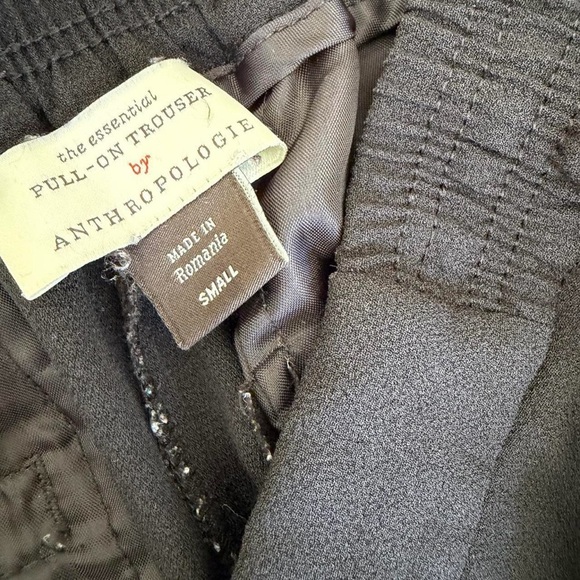 Anthropologie The Essential Pull On Trouser Pants Tapered Cropped Black Small - Picture 6 of 6